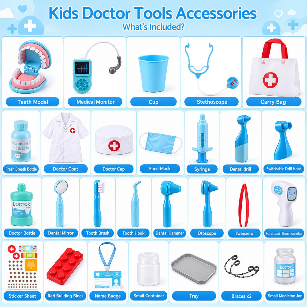 Kids Doctor & Dentist Play Set (30 Pieces)