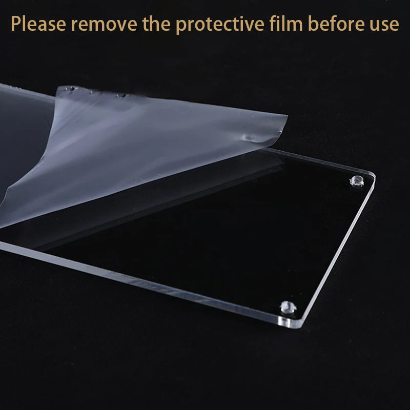 Protective film being removed from a clear display shelf