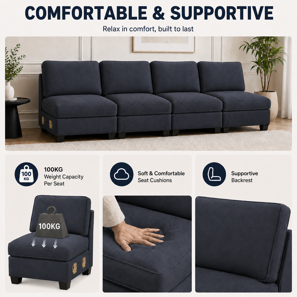 Modular Sofa – 4-Seater, Dark Grey