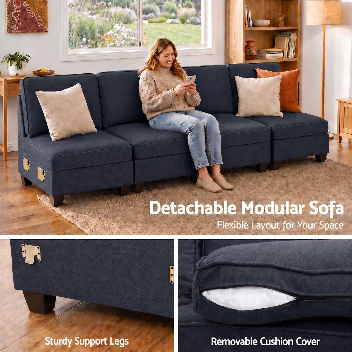 Modular Sofa – 4-Seater, Dark Grey
