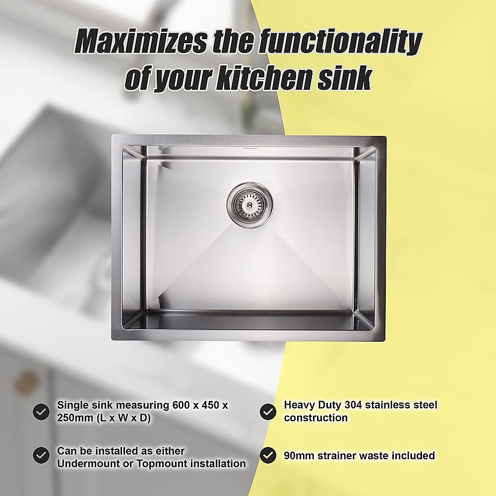 Kitchen & Laundry Sink – Stainless Steel, 600 × 450 mm
