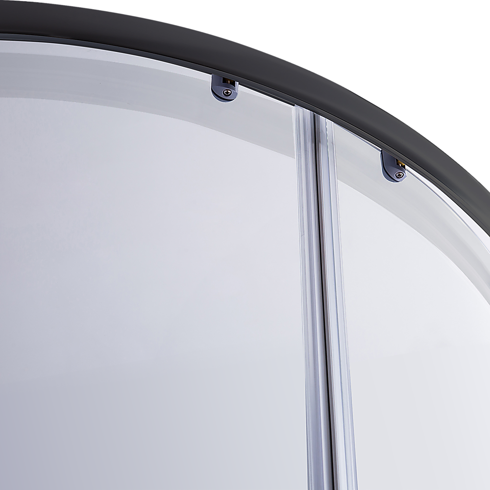 Shower Screen & Base – Curved, Black, 90 × 90 cm