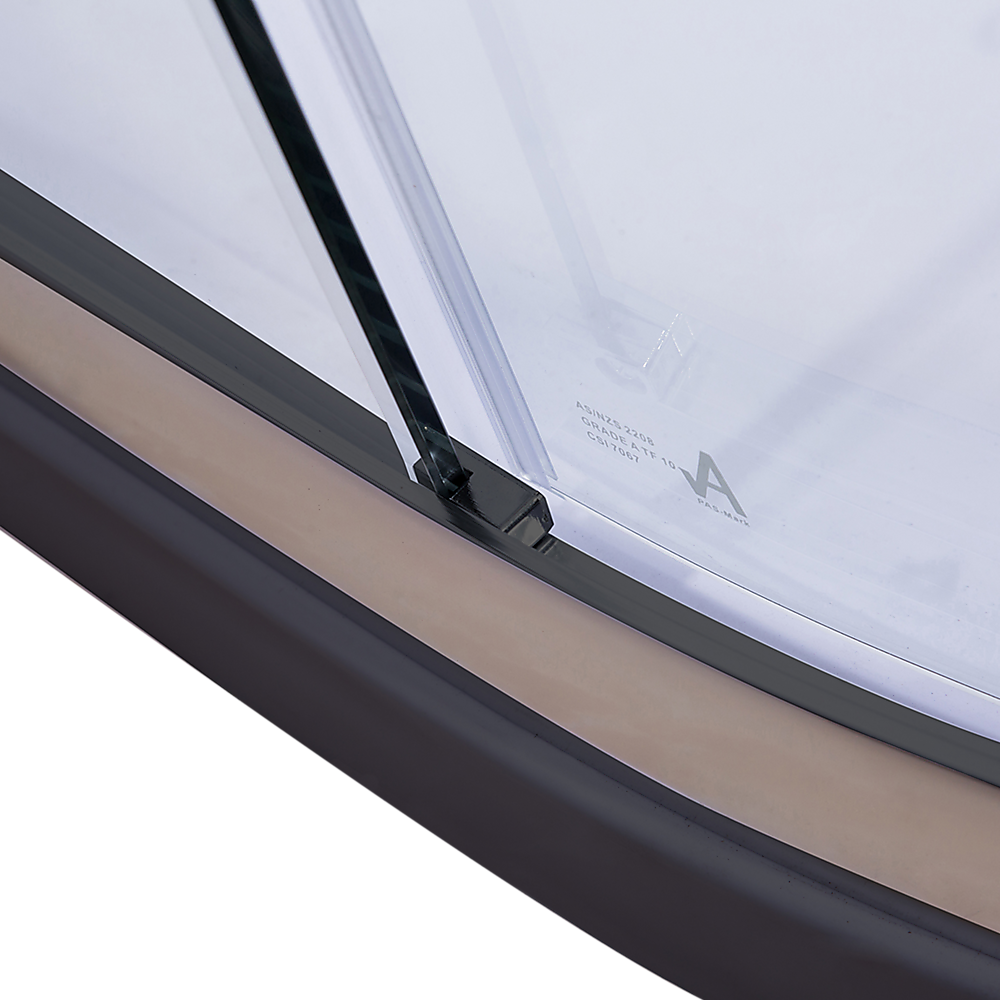 Shower Screen & Base – Curved, Black, 90 × 90 cm
