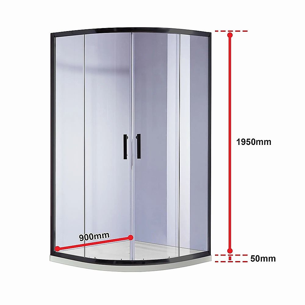 Shower Screen & Base – Curved, Black, 90 × 90 cm