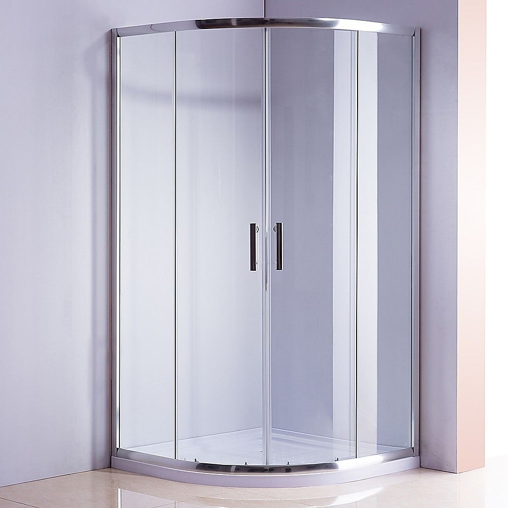 Shower Screen & Base – Curved, Chrome, 90 × 90 cm