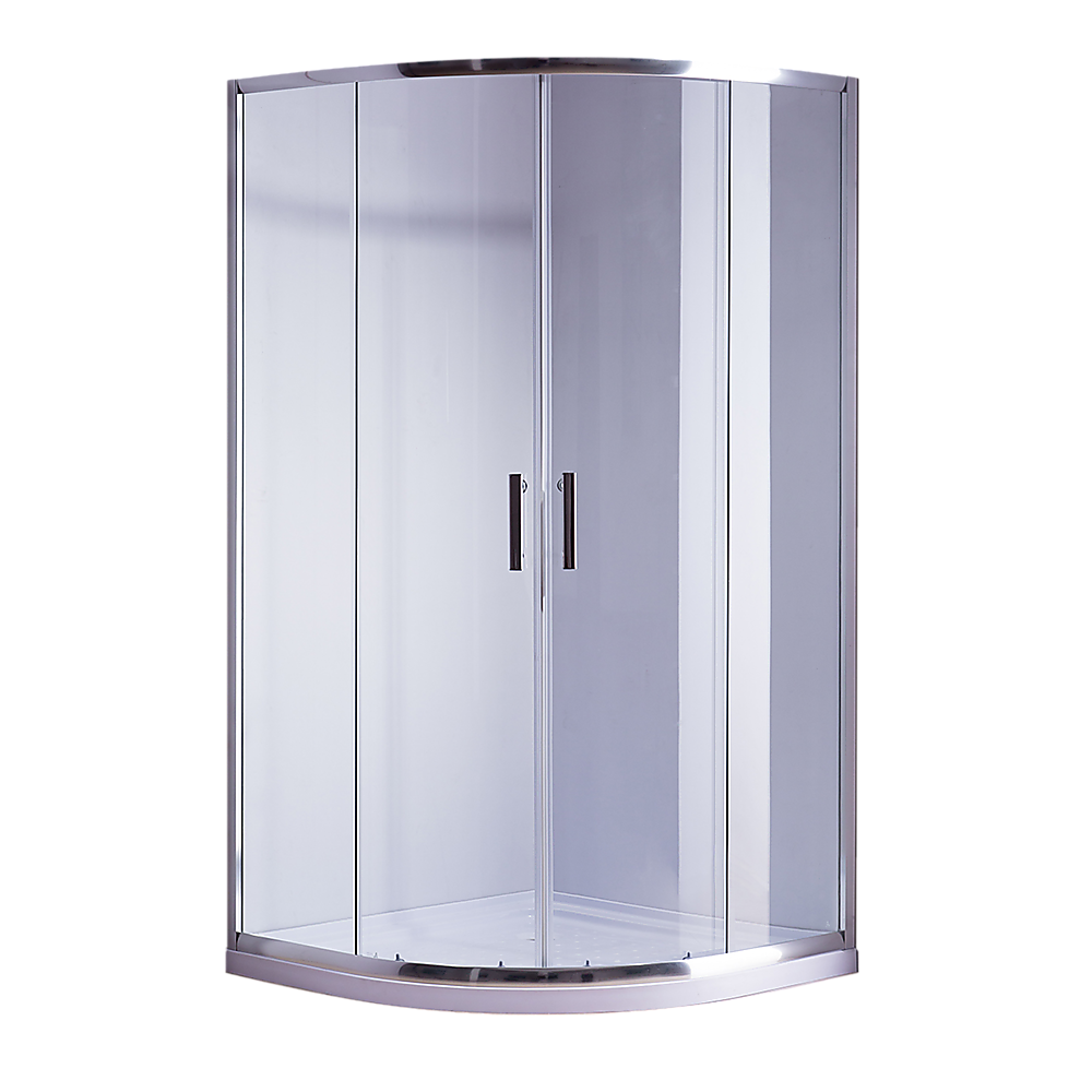 Shower Screen & Base – Curved, Chrome, 90 × 90 cm