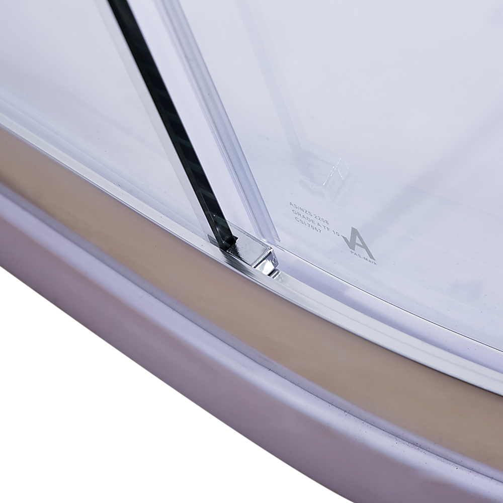 Shower Screen & Base – Curved, Chrome, 90 × 90 cm