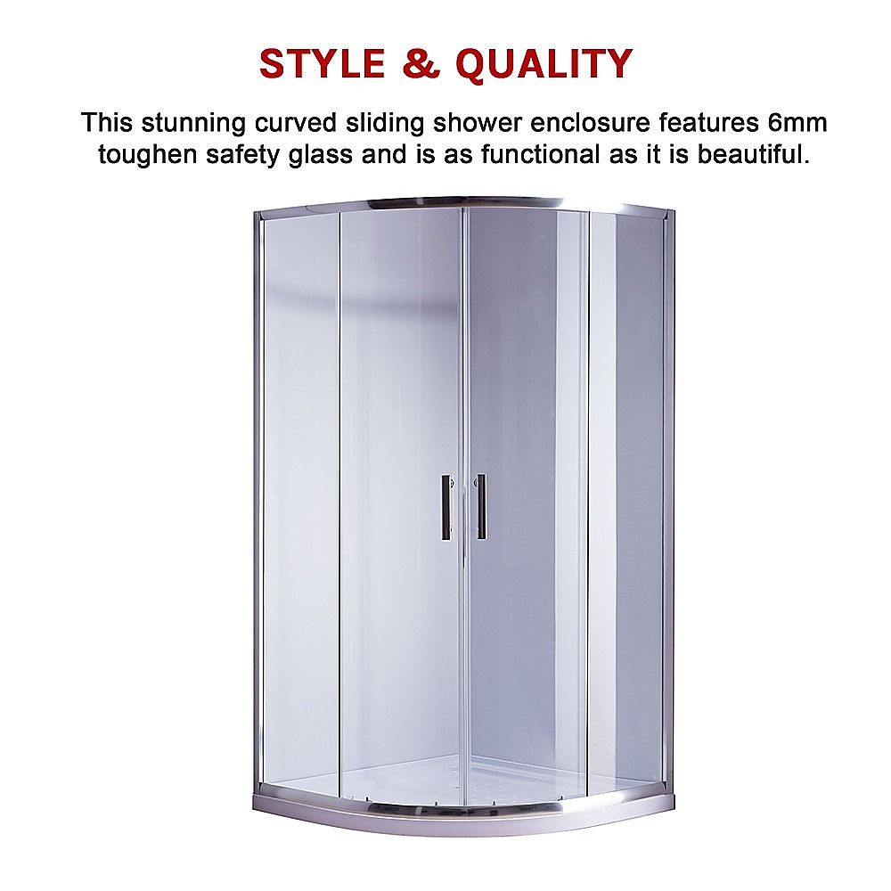 Shower Screen & Base – Curved, Chrome, 90 × 90 cm