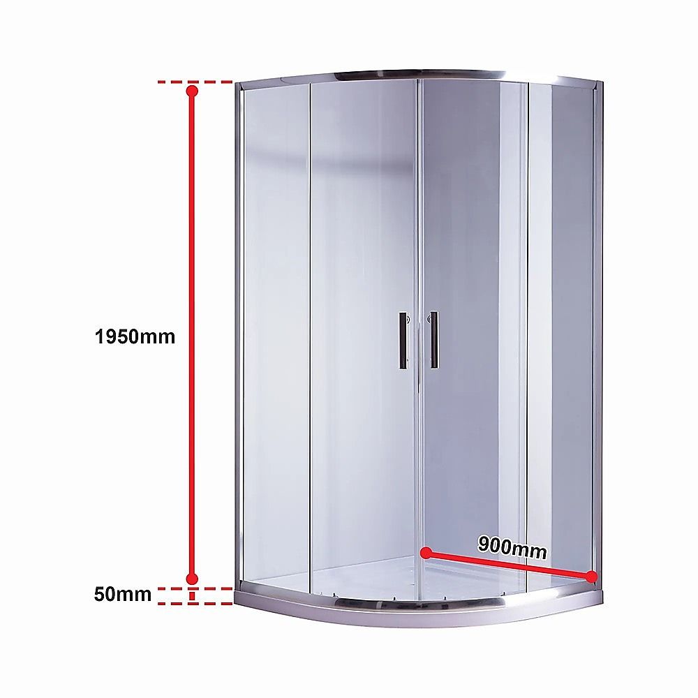 Shower Screen & Base – Curved, Chrome, 90 × 90 cm