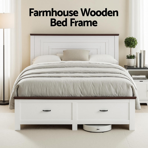 Bed Frame with 2 Bedside Tables – Double, Wood