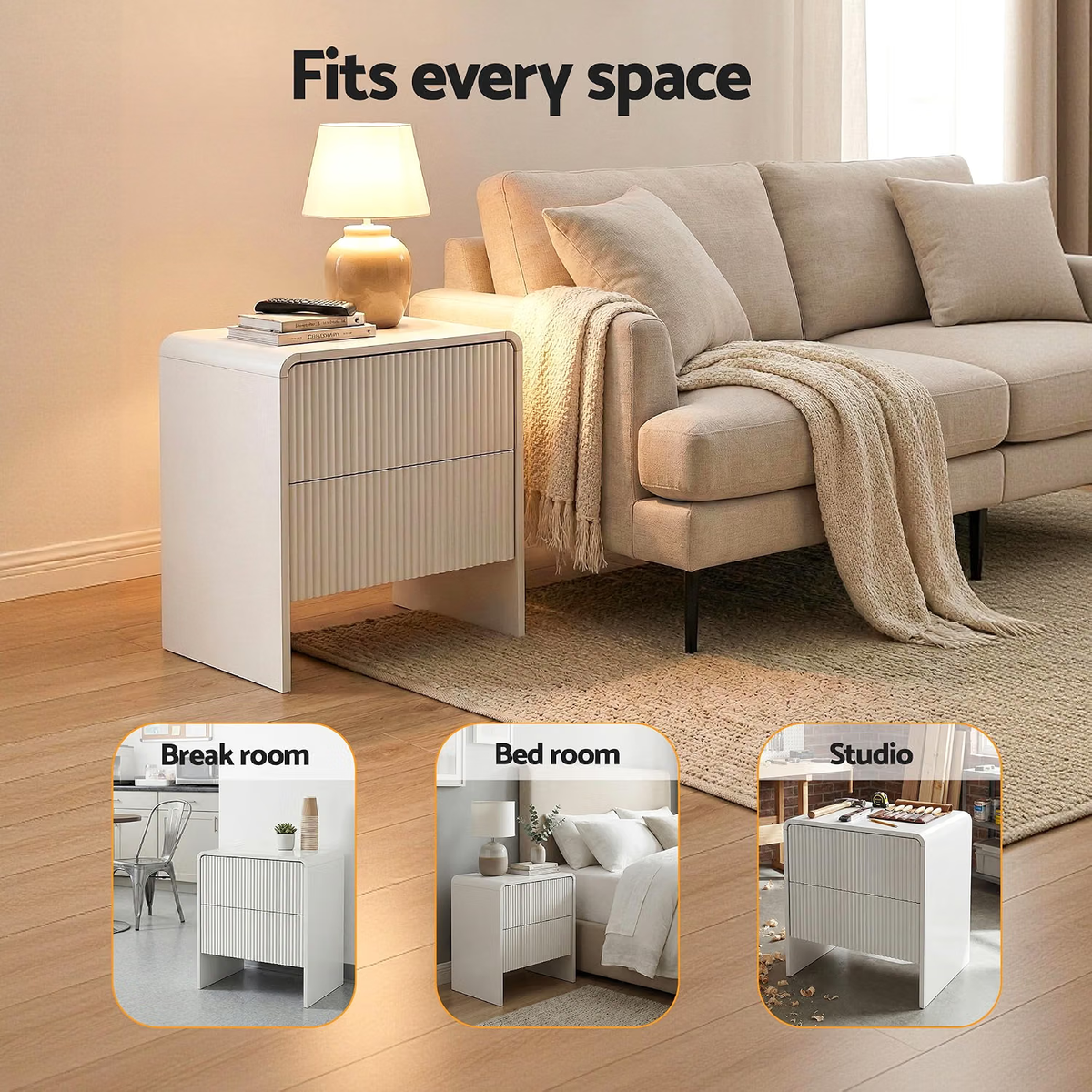 Bed Frame with 2 Bedside Tables – Double, Wood
