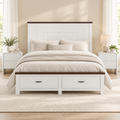 Bed Frame with 2 Bedside Tables – Queen, Wood