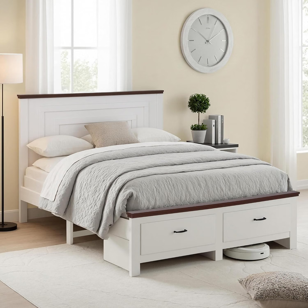 Bed Frame with 2 Bedside Tables – Queen, Wood