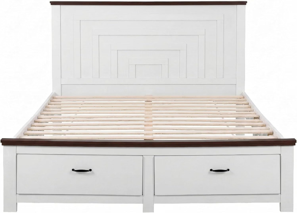 Bed Frame with 2 Bedside Tables – Queen, Wood
