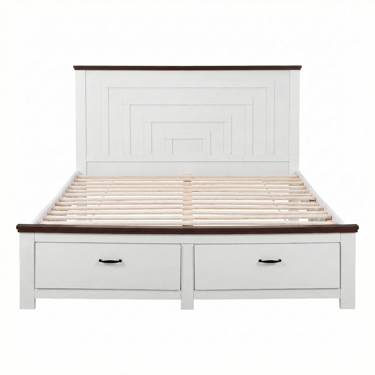 Artiss RAWDO Wooden Bed Frame with 2 Drawers - White