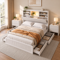 Bed Frame with 2 Bedside Tables – King Single, Storage