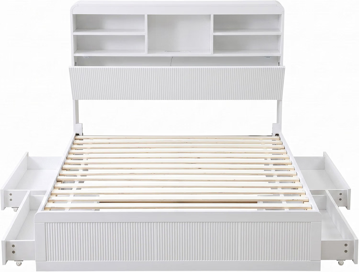 Bed Frame with 2 Bedside Tables – King Single, Storage